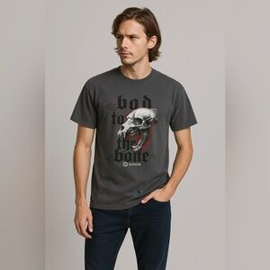 Port & Company Bad to the Bone Graphic Short Sleeve Tee Gray Size x-large